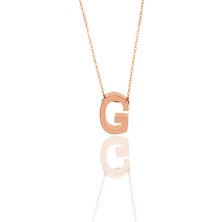 Söğütlü Silver Gümüş Rose Üç Boyutlu Minimal G Harf Kolye