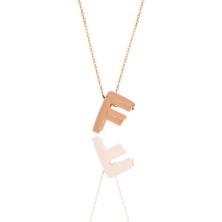 Söğütlü Silver Gümüş Rose Üç Boyutlu Minimal F Harf Kolye