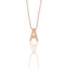 Söğütlü Silver Gümüş Rose Üç Boyutlu Minimal A Harf Kolye