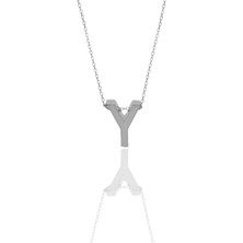 Söğütlü Silver Gümüş Üç Boyutlu Minimal Y Harf Kolye