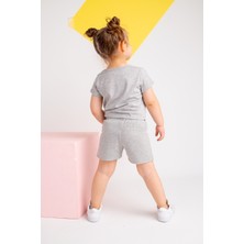Zeyland Kız Bebek Gri Bel Lastikli Asimetrik Kesim Şort (9AY-4YAŞ)