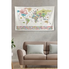 Harita Sepeti Duvar Örtüsü Halısı Bayrak Detaylı Türkçe Güncel Dünya Haritası 3966