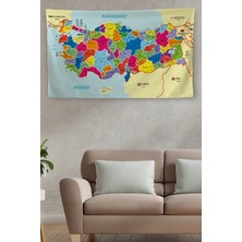 Harita Sepeti Duvar Örtüsü Halısı Detaylı Güncel Türkiye Haritası  Kanvas Kumaş 3985