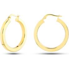 Prenses Pırlanta Kadın 14 Ayar Altın Köşeli Halka Küpe