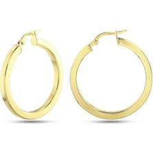 Prenses Pırlanta Kadın 14 Ayar Altın Köşeli Halka Küpe