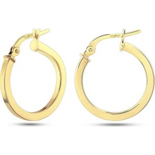 Prenses Pırlanta Kadın 14 Ayar Altın Köşeli Halka Küpe