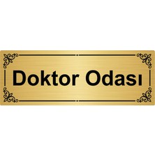 Özarslan Dizayn Doktor Odası 7 x 20 cm  Altın Renk Metal Yönlendirme Levhası