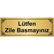 Özarslan Dizayn Lütfen Zile Basmayınız 7 x 20 cm  Altın Renk Metal Yönlendirme Levhası