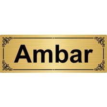 Özarslan Dizayn Ambar 7 x 20 cm  Altın Renk Metal Yönlendirme Levhası