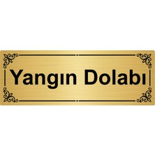 Özarslan Dizayn Yangın Dolabı 7 x 20 cm Altın Renk Metal Yönlendirme Levhası