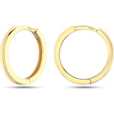 Prenses Pırlanta Kadın 14 Ayar Altın Minimal Halka Küpe