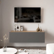 L'occi Concept Delphin 100 cm Kapaklı Tv Ünitesi DLP12-AA Çam-Antrasit Gri
