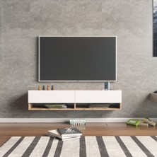 L'occi Concept Delphin 140 cm Raflı KapaklıTv Ünitesi DLP11-AW Çam-Beyaz