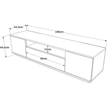 L'occi Concept Delphin 180 cm Raflı Kapaklı  Tv Ünitesi DLP7-AW Çam-Beyaz