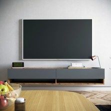 L'occi Concept Delphin 180 cm Kapaklı Raflı Tv Ünitesi DLP9-AA Çam-Antrasit