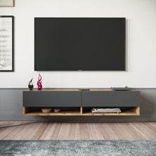 L'occi Concept Delphin 140 cm Raflı KapaklıTv Ünitesi DLP11-AA Çam-Antrasit