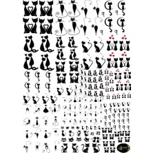 Sultan Tasarım  Epoksi Resin Reçine Kedi Figürü Şeffaf Yapışkanlı A4 Boyutunda Sticker Etiket