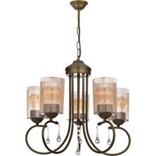 Polat Aydınlatma Mihrimah 5 Li Optik Camlı Avize (Kahverengi)