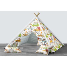 instababyrooms Dijital Baskılı Kızıldereli Mindersiz Çocuk Odası Oyun Çadırı Model 002