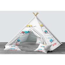 instababyrooms Dijital Baskılı Kızıldereli Mindersiz Çocuk Odası Oyun Çadırı Model 004