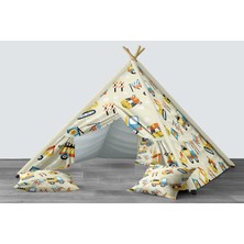 instababyrooms Dijital Baskılı Kızıldereli Mindersiz Çocuk Odası Oyun Çadırı Model 006