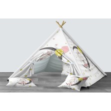 instababyrooms Dijital Baskılı Kızıldereli Mindersiz Çocuk Odası Oyun Çadırı Model 007