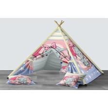 instababyrooms Dijital Baskılı Kızıldereli Mindersiz Çocuk Odası Oyun Çadırı Model 018