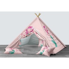 instababyrooms Dijital Baskılı Kızıldereli Mindersiz Çocuk Odası Oyun Çadırı Model 034