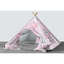 instababyrooms Dijital Baskılı Kızıldereli Mindersiz Çocuk Odası Oyun Çadırı Model 061