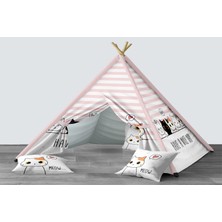 instababyrooms Dijital Baskılı Kızıldereli Mindersiz Çocuk Odası Oyun Çadırı Model 062