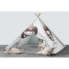 instababyrooms Dijital Baskılı Kızıldereli Mindersiz Çocuk Odası Oyun Çadırı Model 096