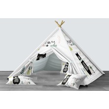 instababyrooms Dijital Baskılı Kızıldereli Mindersiz Çocuk Odası Oyun Çadırı Model 093