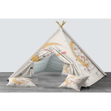 instababyrooms Dijital Baskılı Kızıldereli Mindersiz Çocuk Odası Oyun Çadırı Model 110