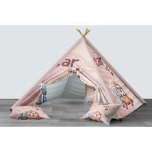 instababyrooms Dijital Baskılı Kızıldereli Mindersiz Çocuk Odası Oyun Çadırı Model 133