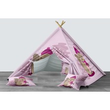 instababyrooms Dijital Baskılı Kızıldereli Mindersiz Çocuk Odası Oyun Çadırı Model 141