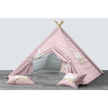 instababyrooms Dijital Baskılı Kızıldereli Mindersiz Çocuk Odası Oyun Çadırı Model 143