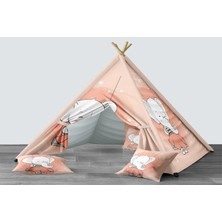 instababyrooms Dijital Baskılı Kızıldereli Mindersiz Çocuk Odası Oyun Çadırı Model 144