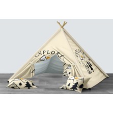 instababyrooms Dijital Baskılı Kızıldereli Mindersiz Çocuk Odası Oyun Çadırı Model 150