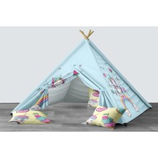 instababyrooms Dijital Baskılı Kızıldereli Mindersiz Çocuk Odası Oyun Çadırı Model 151