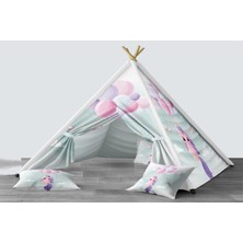 instababyrooms Dijital Baskılı Kızıldereli Mindersiz Çocuk Odası Oyun Çadırı Model 181