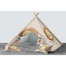 instababyrooms Dijital Baskılı Kızıldereli Mindersiz Çocuk Odası Oyun Çadırı Model 162