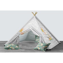 instababyrooms Dijital Baskılı Kızıldereli Mindersiz Çocuk Odası Oyun Çadırı Model 194