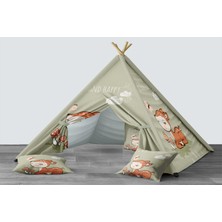 instababyrooms Dijital Baskılı Kızıldereli Mindersiz Çocuk Odası Oyun Çadırı Model 186