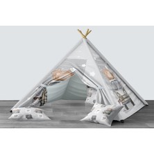 instababyrooms Dijital Baskılı Kızıldereli Mindersiz Çocuk Odası Oyun Çadırı Model 209