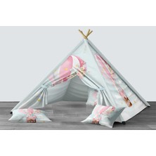 instababyrooms Dijital Baskılı Kızıldereli Mindersiz Çocuk Odası Oyun Çadırı Model 214