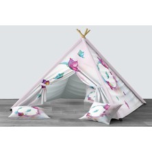 instababyrooms Dijital Baskılı Kızıldereli Mindersiz Çocuk Odası Oyun Çadırı Model 224