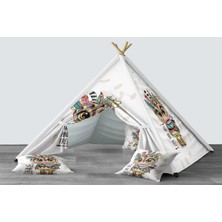 instababyrooms Dijital Baskılı Kızıldereli Mindersiz Çocuk Odası Oyun Çadırı Model 231