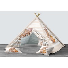 instababyrooms Dijital Baskılı Kızıldereli Mindersiz Çocuk Odası Oyun Çadırı Model 238