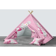 instababyrooms Dijital Baskılı Kızıldereli Mindersiz Çocuk Odası Oyun Çadırı Model 240