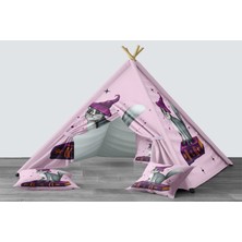 instababyrooms Dijital Baskılı Kızıldereli Mindersiz Çocuk Odası Oyun Çadırı Model 281